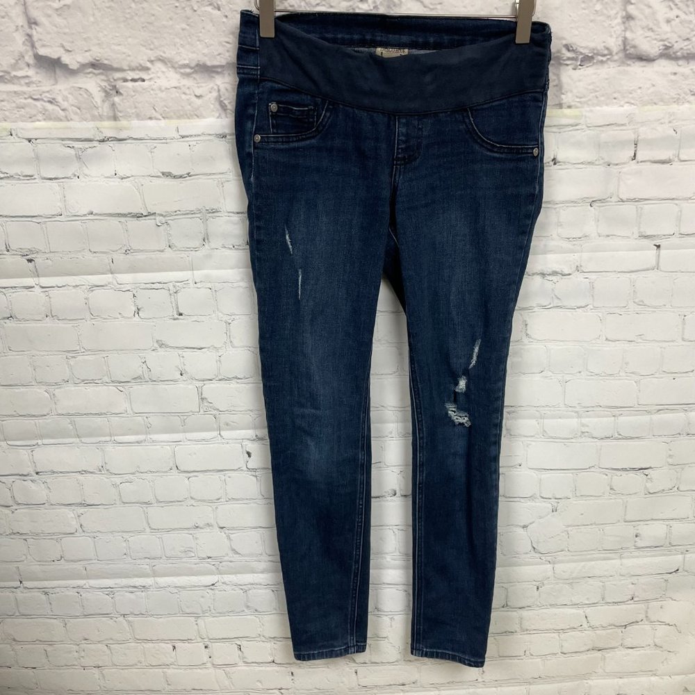 Indigo Blue Super Skinny Distressed Maternity Jeans - Picture 2 of 12